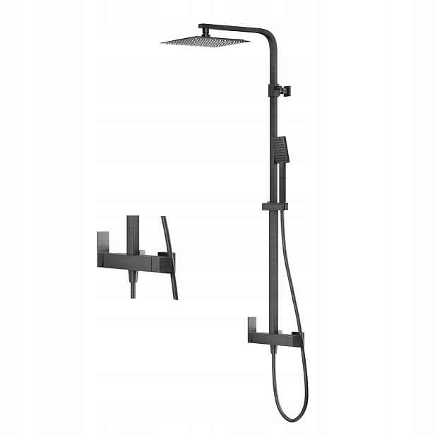 Sprchový Set S Dešťovou Sprchou 25 CM, Čtvercový, Grafitový Směšovač