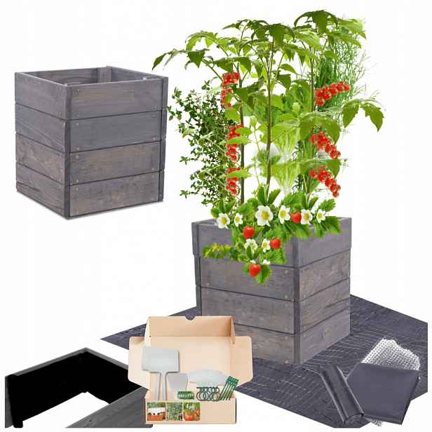 Vyvýšený záhon zeleninová zahrada dřevěný box pařeniště impregnace 36x30x30
