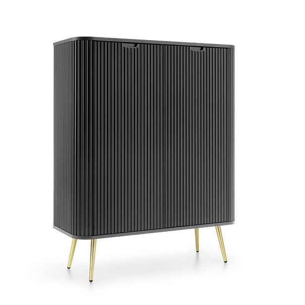 MASSENO VYSOKÁ KOMODA ZENZERO, 103/129/39 cm s 2 dvířky, černá