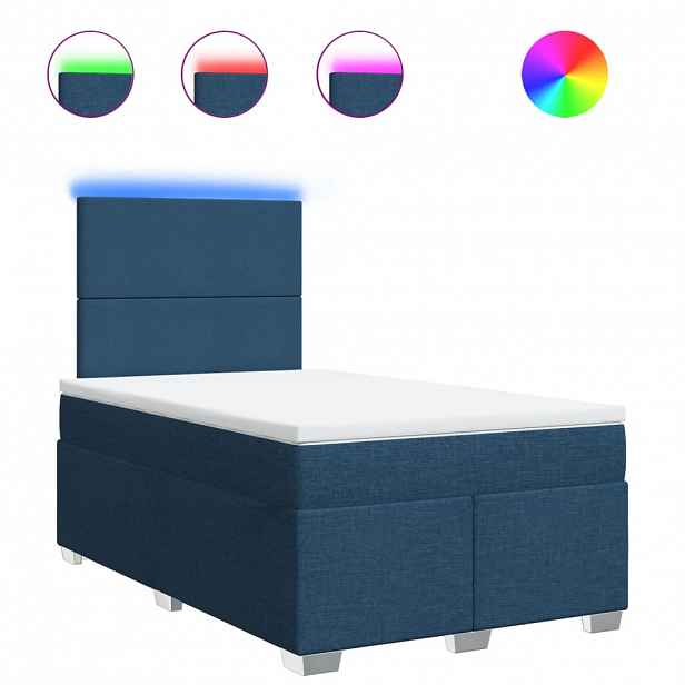 vidaXL Box spring postel s matrací modrá 120x200 cm textil