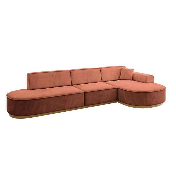 ALTDECOR ROHOVÁ SEDAČKA s otomanem, pravá MARI-L2-v2 328x171x83 Meruňková Velur