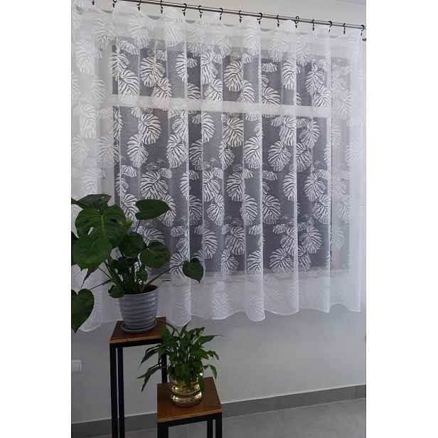 Mg Záclona Listy monstera 34949 Bílá 400x160 cm hotová obšitá M