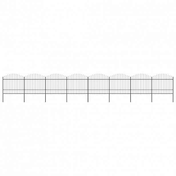 vidaXL Zahradní plot s kopím nahoře ocelový 1339 x 175 cm černý