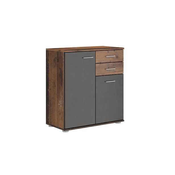 MASSENO KOMODA MICHELE, 71/75/35 cm s 2 zásuvkami a 2 dvířky, hnědá