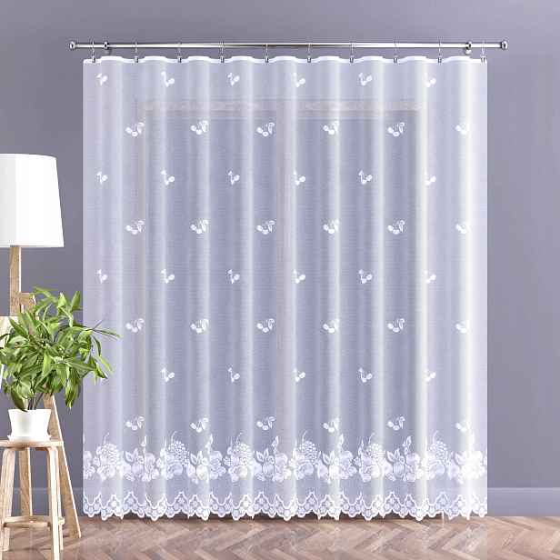 Mg Záclona žakárová do kuchyně Ovoce 2691M Bílá 250x210cm šitá S Páskou Skr