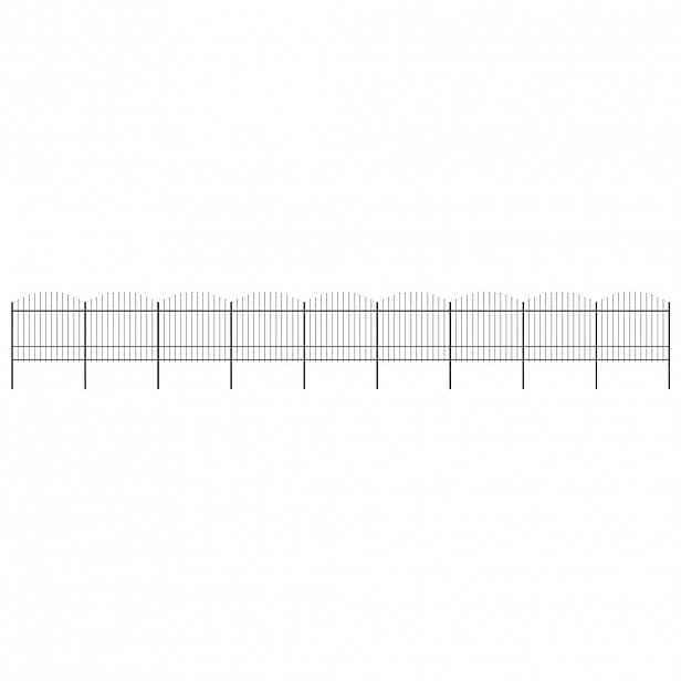 vidaXL Zahradní plot s kopím nahoře ocelový 1506 x 175 cm černý