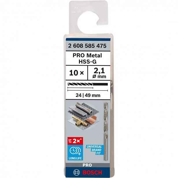 Bosch - Sada vrtáků do kovu, 2,1x49 mm, 10 ks 2608585475