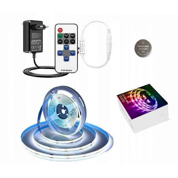 Led pásek Neon Cob 24V 10 m 320d/m 6000K Bílý Studený Homogenní 8MM Set