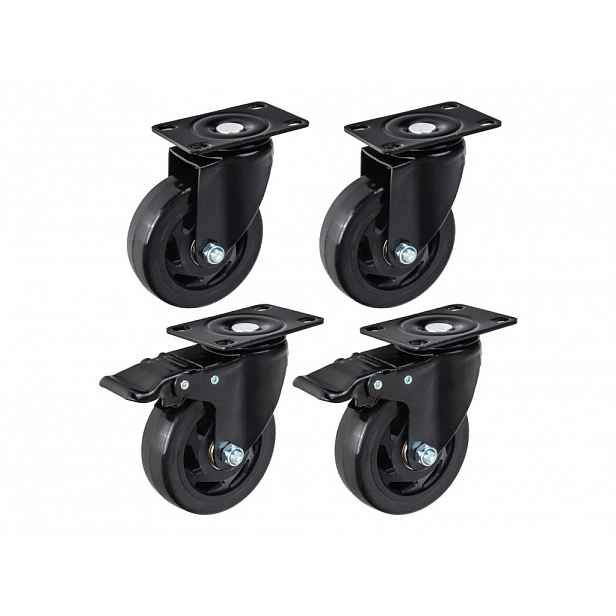 Sada 4 otočných koleček 100 mm, 120 kg, 2 kolečka s brzdou G71550