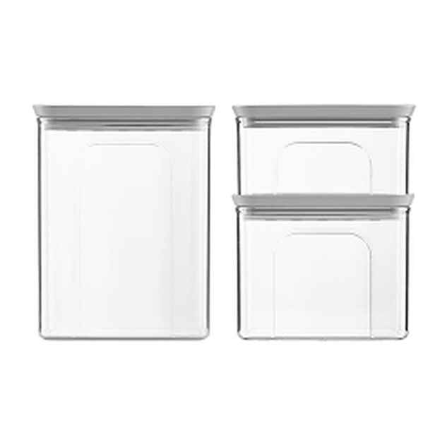STEFANPLAST Sada 3 obdélníkových dóz Tosca, transparetní/šedé