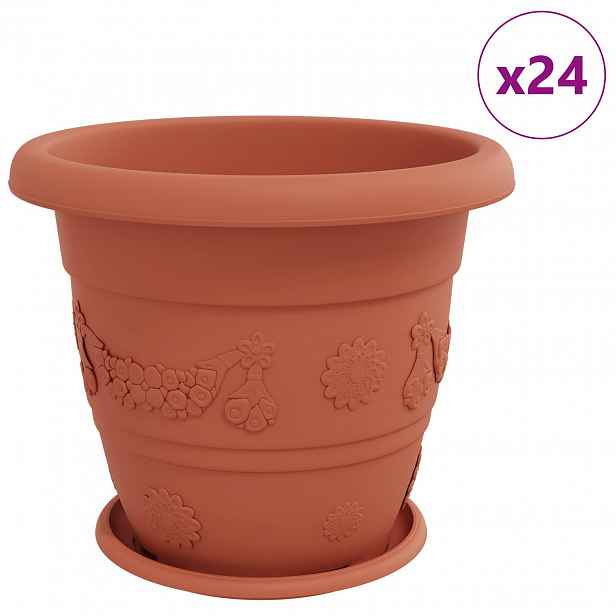 vidaXL Květináče 24 ks Cihlově červená Ø 39 x 32 cm Plast