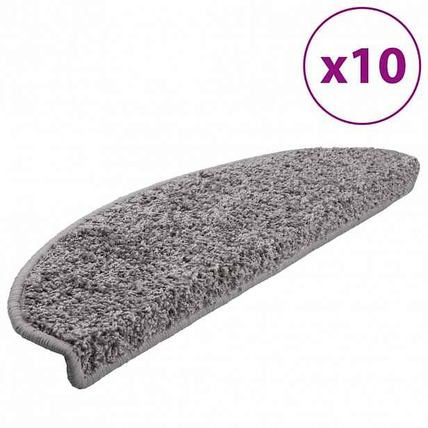 vidaXL Schodové rohože 10 ks 65 x 21 x 4 cm šedé, půlkulaté, velké