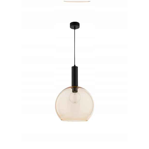 Závěsná lampa Laf Černá Jantarové skleněné stínítko 1xE27 30 cm Stropní dům