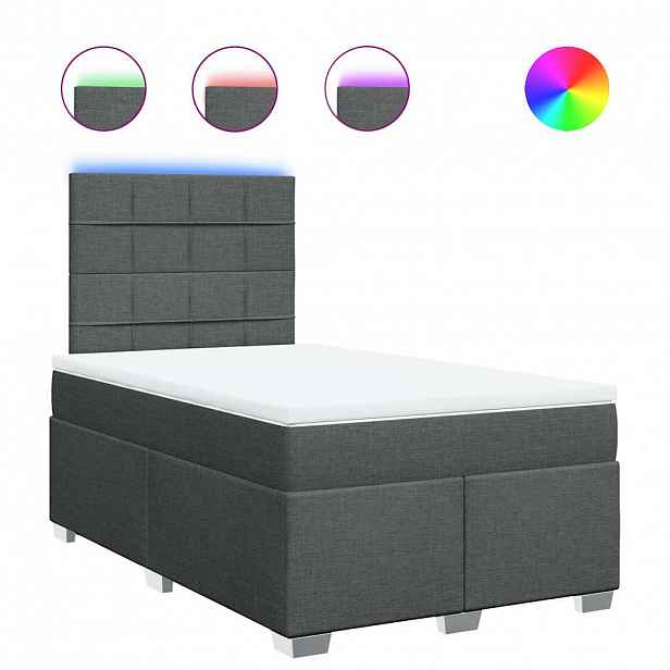vidaXL Box spring postel s matrací tmavě šedá 120x200 cm textil