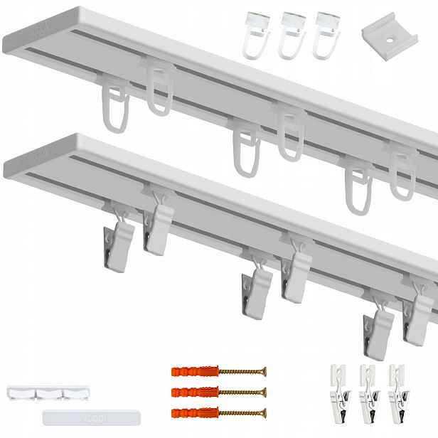 Garnýž Stropní dvojitý 560 CM Aluminiový profil Kolejnice Černá Bílá