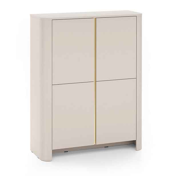 MASSENO VYSOKÁ KOMODA AVORIO, 103/132/39 cm 4 dvířky, kašmírová