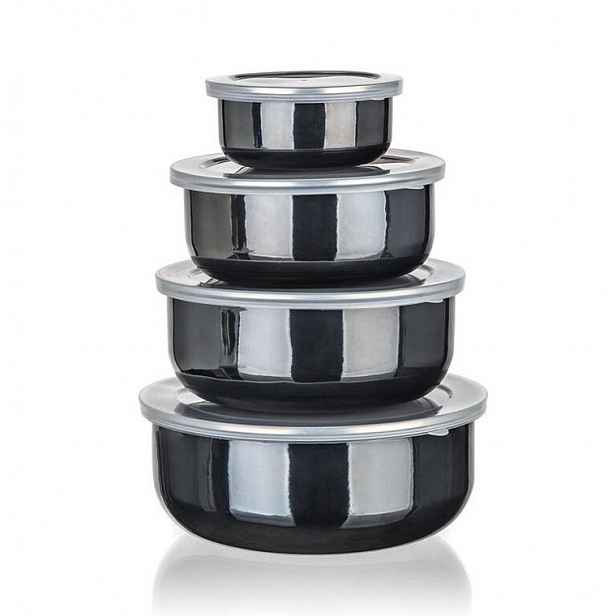 Smaltované misky s víčky METALLIC Black