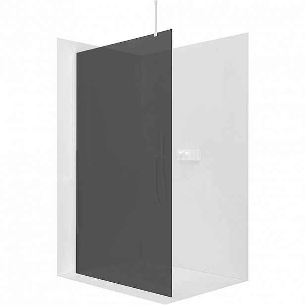 Sprchová zástěna Walk-in Onyx Top Round L/P - 8 mm - kulatá vzpěra - bílá matná, grafitové sklo - 130x200 cm