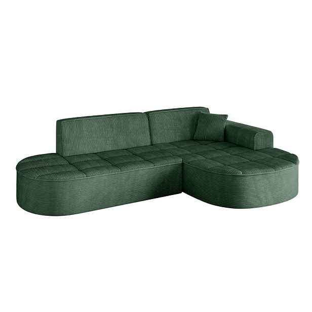 ALTDECOR ROHOVÁ SEDAČKA s otomanem, pravá TARO-L1 243x171x79,5 Zelená Manšestr