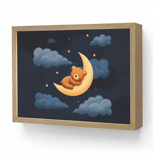 OnlyWow DOBÍJECÍ NOČNÍ LAMPIČKA Medvídek - Měsíc - Mraky - Hvězdy 40x30 cm
