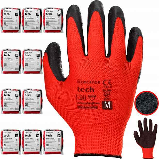 Pracovní Rukavice Mercator Tech Red+Black Latex M 120 párů