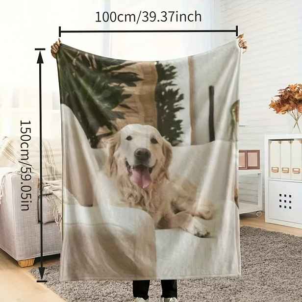 TEMU Flanelová s vlastní fotografií - Měkká a teplá 100% polyesterová personalizovaná s potištěným designem, celoroční pohodlí pro domov, cestování,