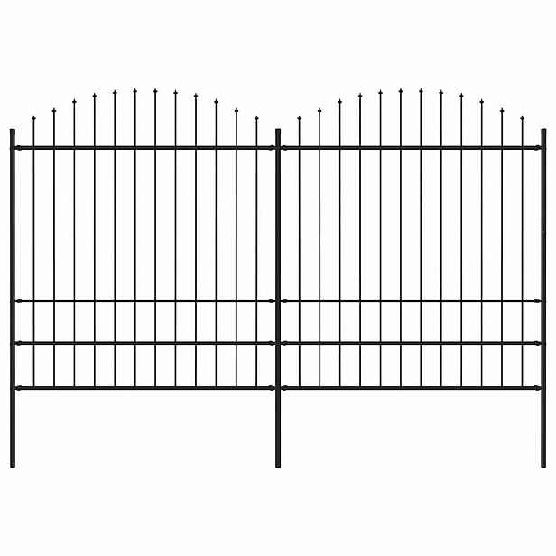 vidaXL Zahradní plot s kopím nahoře ocelový 337 x 200 cm černý