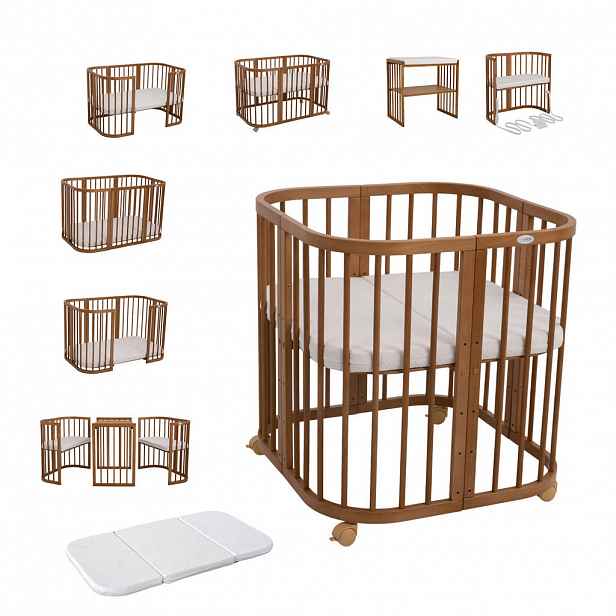 waldin DĚTSKÁ postýlka vintage, 7in1 s matrací