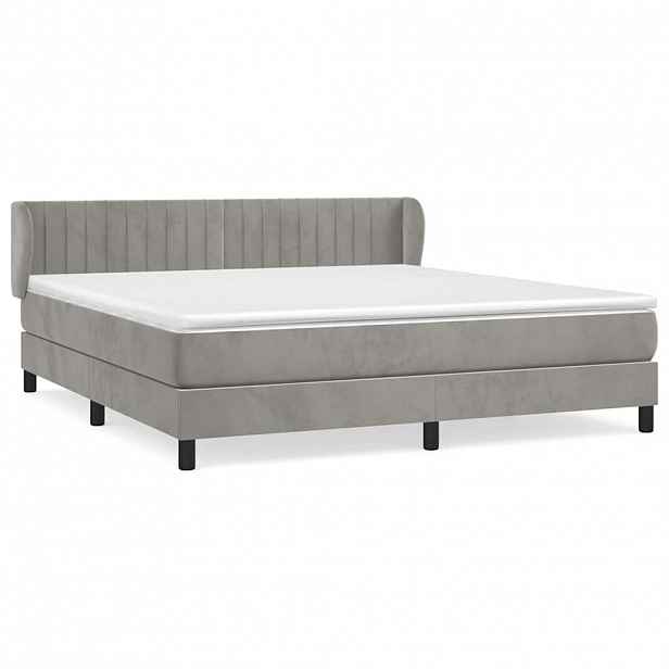 vidaXL Box spring postel s matrací světle šedá 160x200 cm samet