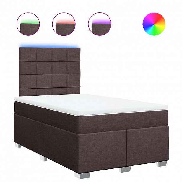 vidaXL Box spring postel s matrací tmavě hnědá 120x200 cm textil