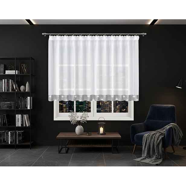 Krátká záclona se zirkony MONIQUE bílá 400x120 cm Rozměr: 400x120 cm