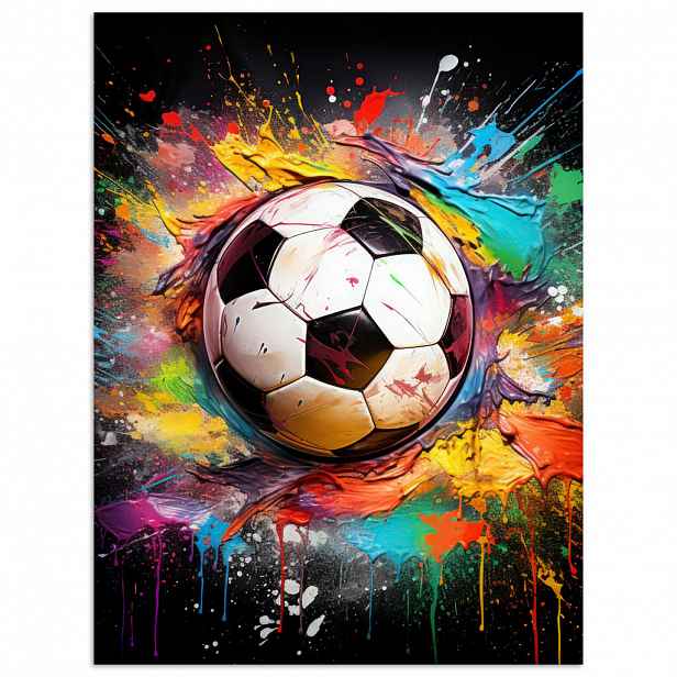 MuchoWow PLAKÁT Fotbal - barva - barvy - černá - bílá 30x40 cm