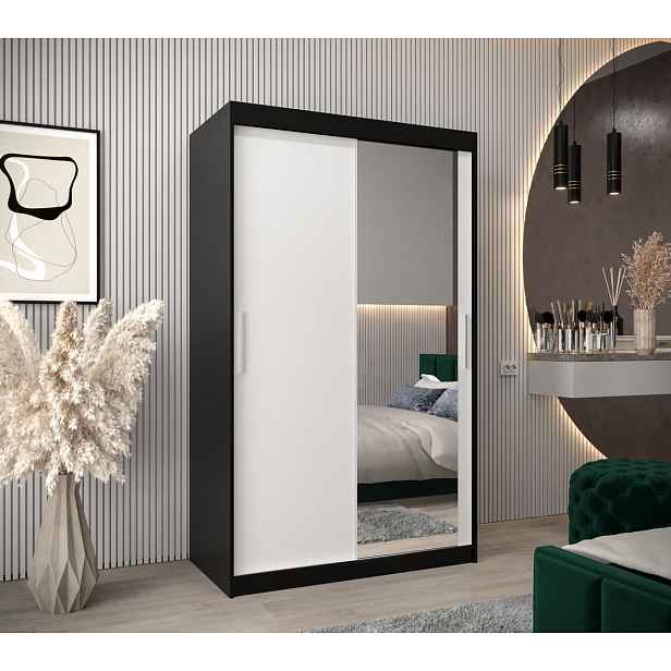 Skříň s posuvnými dveřmi v šířce 120 cm TIMEA 2 - černá / bílá