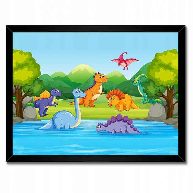 Plakáty v rámu 40x30 Veselý tým dinosaurů