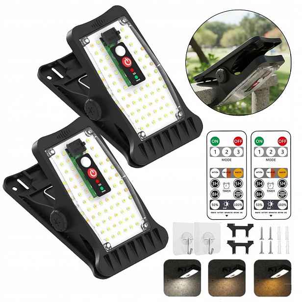 2x Solární venkovní Led lampa zahradní lampa Senzor Pohybu svorky