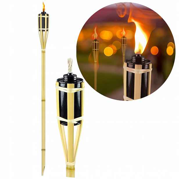Bambusová Zahradní Pochodeň 90CM pochodně proti komárům, můrám, ohnisko grilu