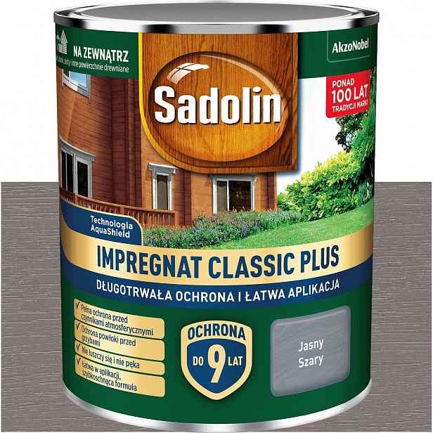 Barva Impregnát na dřevo Sadolin Classic Plus Světle šedý 9L