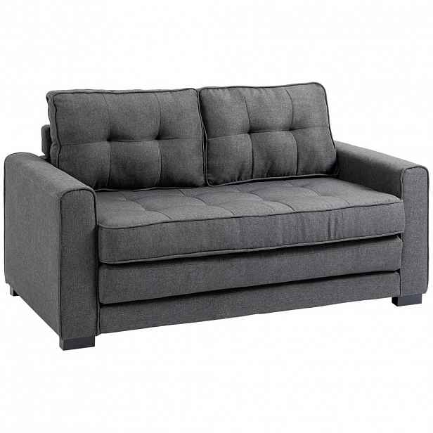 HOMCOM ROZKLÁDACÍ POHODA Rozkládací pohovka 2místná Pohovka s funkcí spaní Linen-Touch Dřevo Šedá