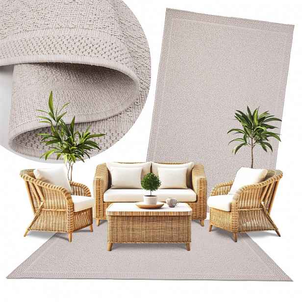 Koberec plochý tkaný na balkon terasu Jersey Moderní koberec sisal 100x150