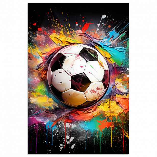 MuchoWow PLAKÁT Fotbal - barva - barvy - černá - bílá 20x30 cm