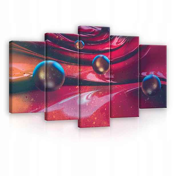 Obraz 100x60 Abstrakce Vesmír Galaxie červená bordo sféry planety 3D