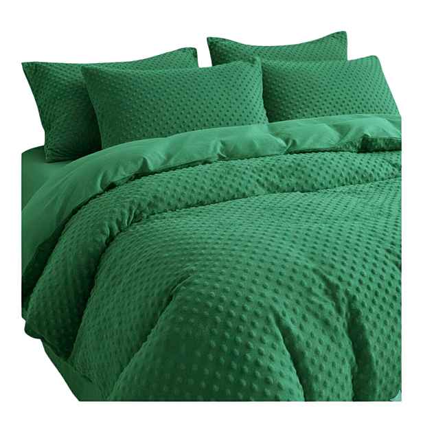 Povlečení plyšové 140x200 Medvídek Sada Povlečení Fleece teplé Zelené Puntíky