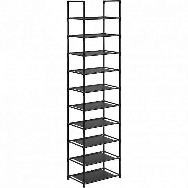 REGÁL NA BOTY, černá, 45/173/28 cm