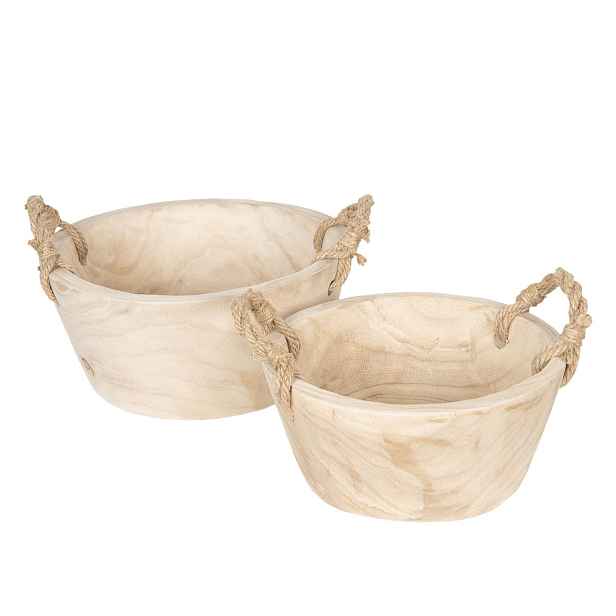 Sada 2 dřevěných košíků/ misek - Ø 36*16 cm / Ø 29*13 cm Clayre & Eef