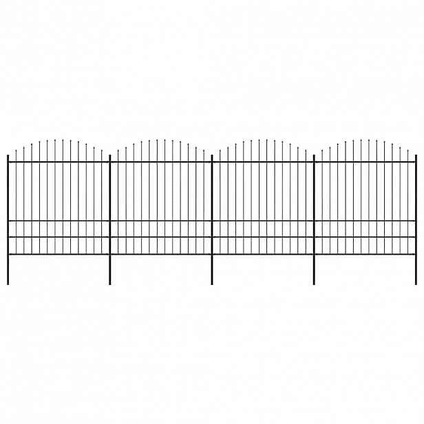 vidaXL Zahradní plot s kopím nahoře ocelový 671 x 200 cm černý