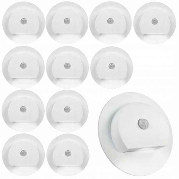 12 X Bílá Led Schodišťová Lampa, Schodišťové Osvětlení, Senzor Pohybu Soumraku