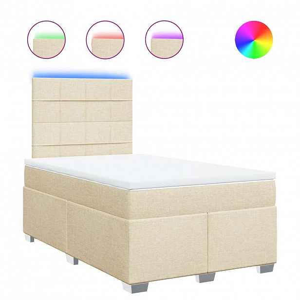 vidaXL Box spring postel s matrací krémová 120x200 cm textil