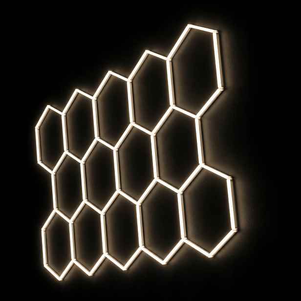 Led světelný panel černý 399W 4000K 229x394 cm garáž showroom Hexagon 14