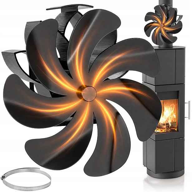 Magnetický Krbový Ventilátor 7 Lopatek, Ventilátor Pro Kamna, Hliník