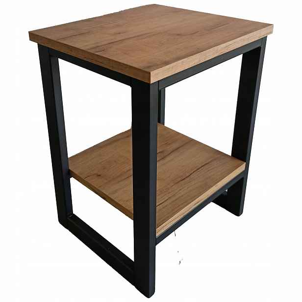 Noční stolek Loft 45 cm Industrial Černá ocel Pomocný stolek